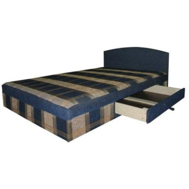 Кровать с ящиком ткань МегаБосс синий