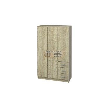 Шкаф распашной КАПРИ 1200 3-х дверный (цвет дуб сонома)