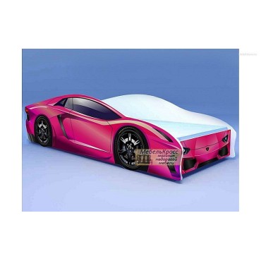 Кроватка машина ЛАМБО розовая