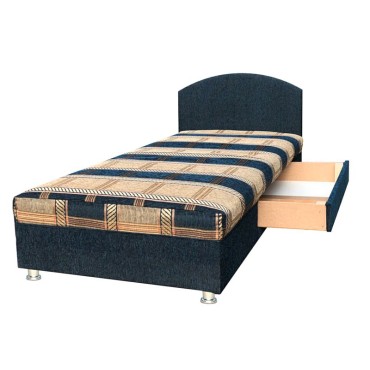 Кровать 2 с ящиком синяя узоры