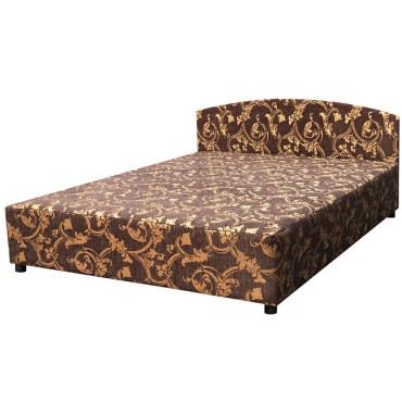 Кровать без ящика в ткани коричневый людовик