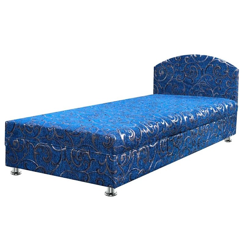 Кровать 2 с ящиком синяя узоры